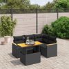 vidaXL 5-delige Loungeset met kussens poly rattan zwart