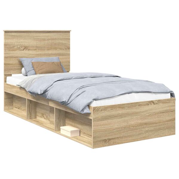 vidaXL Bedframe Sonoma Eiken 90 x 190 cm Massief grenenhout