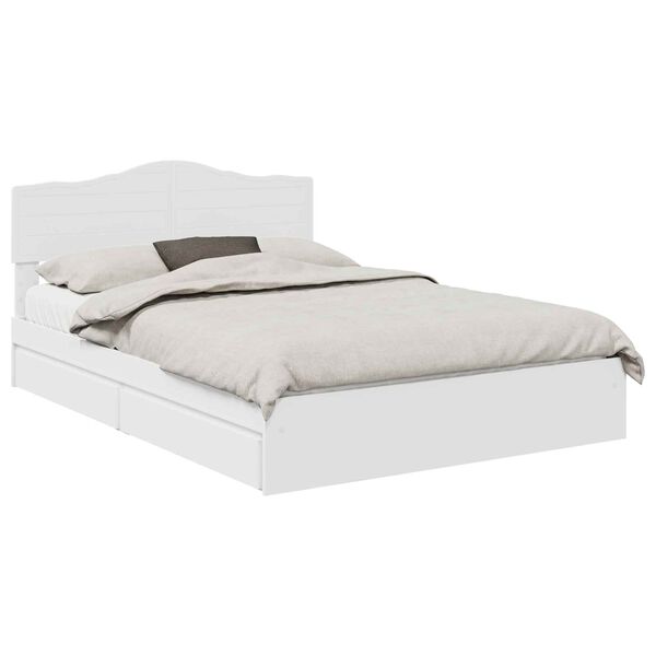 vidaXL Opslag bed met hoofdeinde Wit 140 x 190 cm Bewerkt hout