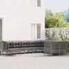 vidaXL 10-delige Loungeset met kussens poly rattan grijs