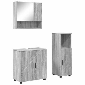 vidaXL Badkamermeubelset 3 pcs Grijs Sonoma Bewerkt hout & Metaal
