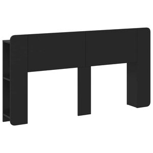 vidaXL Hoofdeinde kas met opslag Zwart Bewerkt hout