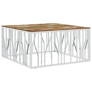 vidaXL Salontafel roestvrij staal en massief gerecycled hout zilver
