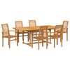 vidaXL Tuin eettafelset 7 st Bruin 200 x 100 x 75 cm Massief Teakhout