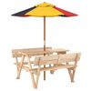 vidaXL Picknicktafel voor 4 kinderen met parasol massief vurenhout