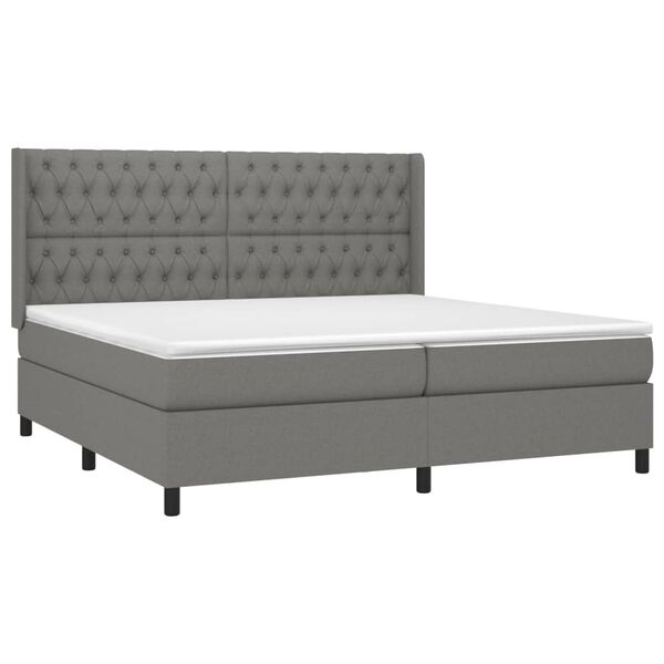 vidaXL Boxspring met matras en LED stof donkergrijs 200x200 cm