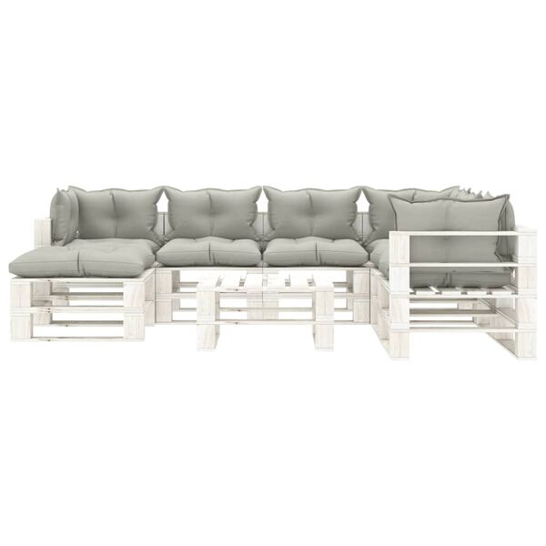 vidaXL 8-delige Loungeset met taupe kussens pallet hout