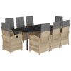 vidaXL 9-delige Tuinset met kussens poly rattan gemengd beige