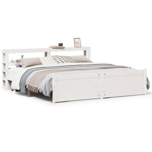 vidaXL Bedframe met hoofdeinde zonder matras 180x200 cm wit