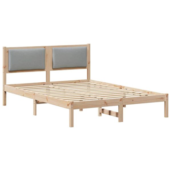 vidaXL Bedframe Lichtgrijs 135 x 190 cm Massief grenenhout