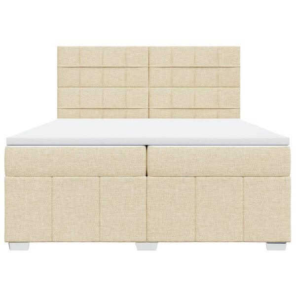 vidaXL Boxspring met matras stof cr&egrave;mekleurig 200x200 cm