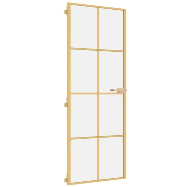 vidaXL Binnendeur smal 76x201,5 cm gehard glas en aluminium goudkleur
