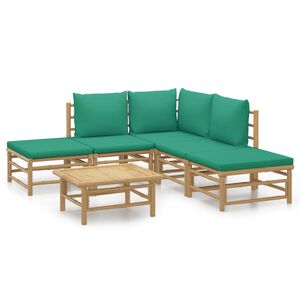 vidaXL 6-delige Loungeset met kussens bamboe groen