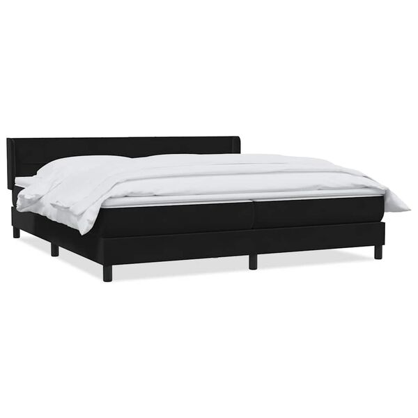vidaXL Boxspring met matras fluweel zwart 200x210 cm