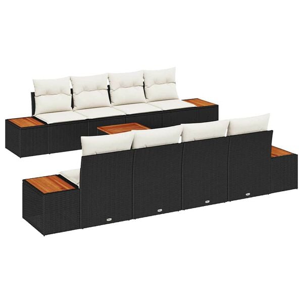 vidaXL Tuin Sofa Set met kussen met opslag 9 pcs Zwart Poly riet