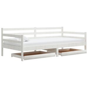 vidaXL Slaapbank met lades massief grenenhout wit 90x200 cm