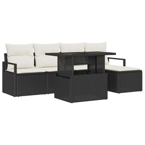 vidaXL Tuin Sofa Set 6 st Zwart en Cr&egrave;me poly rattan