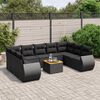 vidaXL 10-delige Loungeset met kussens poly rattan zwart