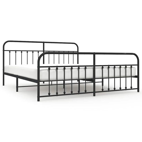 vidaXL Bedframe met hoofd- en voeteneinde metaal zwart 193x203 cm