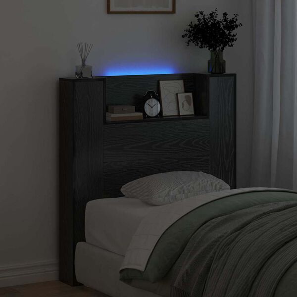 vidaXL Hoofdbord Zwart Eiken 100 x 15 x 103,5 cm Bewerkt hout