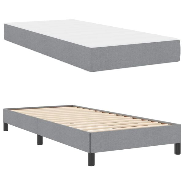 vidaXL Boxspringbed met matras Lichtgrijs 90 x 190 cm Stof