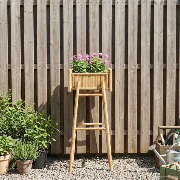 vidaXL Tuinplanter met Houder Naturel 50 x 38 x 114 cm Bamboe
