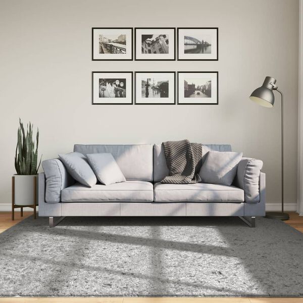 vidaXL Vloerkleed PAMPLONA shaggy hoogpolig modern 200x200 cm grijs