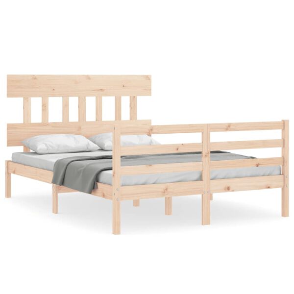 vidaXL Bedframe met hoofdbord massief hout 120x200 cm