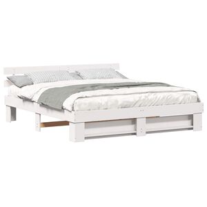 vidaXL Bedframe met hoofdeinde Wit 200 x 200 cm Massief grenenhout