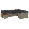 vidaXL 10-delige Loungeset met kussens poly rattan grijs