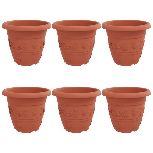 vidaXL Ronde Bloempot 6 pcs Baksteenrood &Oslash; 26 x 21.5 cm Kunststof