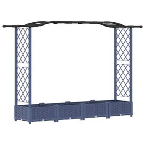 vidaXL Verhoogd Bed met Trellis en Dak Grijs 207 x 40 x 123 cm PP