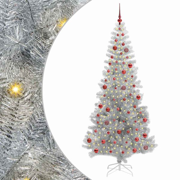 vidaXL Kerstboom met 300 LED met standaard Zilver 210 cm PET