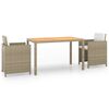 vidaXL 3-delige Tuinset met kussens poly rattan beige