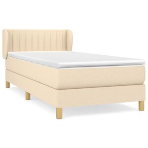 vidaXL Boxspring met matras stof cr&egrave;mekleurig 80x200 cm