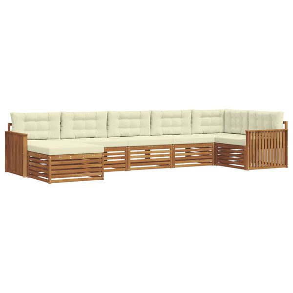 vidaXL Sofa-Sets 7 pcs Natuurlijk en Cr&egrave;me Massief Acaciahout