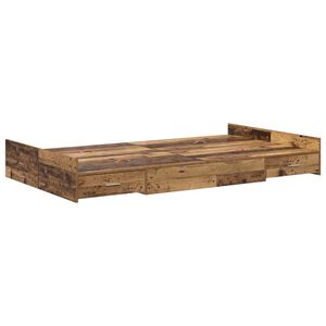 vidaXL Opbergbedframe met lade Oud Hout 120 x 200 cm Bewerkt hout