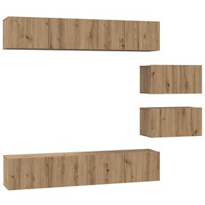 vidaXL Tv-meubelset Wandgemonteerd 6 pcs Artisan Eiken Bewerkt hout