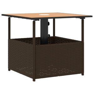 vidaXL Tuintafel met parasolgat 55x55x46,5 cm poly rattan bruin