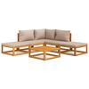 vidaXL 6-delige Loungeset met taupe kussens massief hout