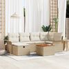 vidaXL Tuin Sofa Set met kussen met opslag 7 pcs Beige Poly riet