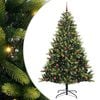 vidaXL Kunstkerstboom met scharnier 300 LEDs Groen 210 cm PVC en PE
