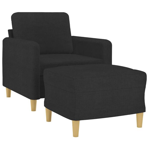 vidaXL Fauteuil met voetenbank 60 cm stof zwart