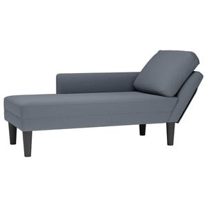 vidaXL Chaise longue met kussen&rechterarmleuning fluweel donkergrijs