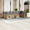 vidaXL 11-delige Loungeset met kussens poly rattan gemengd beige