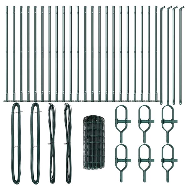 vidaXL Hek met Paal Groen 0,4 x 50 m Staal en PVC