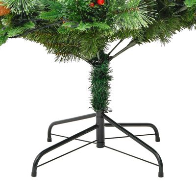 vidaXL Kerstboom met LED en dennenappels 195 cm PVC en PE groen