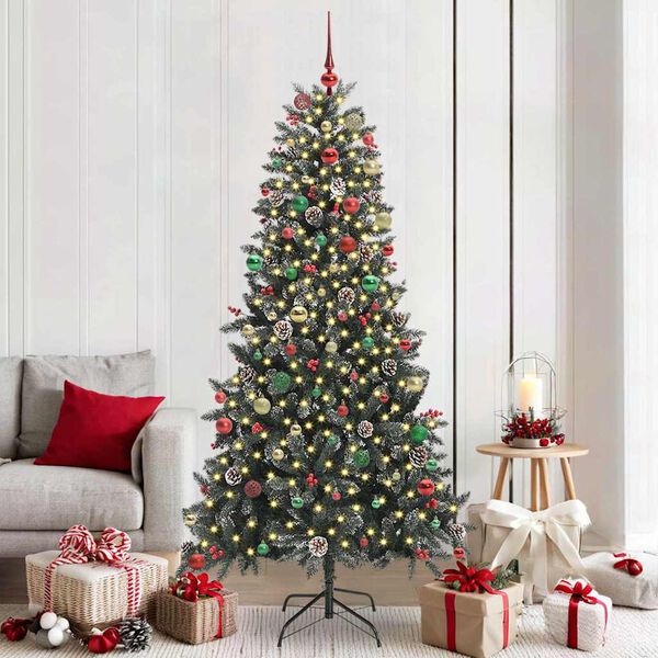 vidaXL Kunstkerstboom met 300 LED Groen 210 cm PVC en Plastic en Staal
