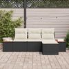vidaXL Tuin Sofa Set met kussen 4 pcs Zwart en Cr&egrave;me Poly Rattan