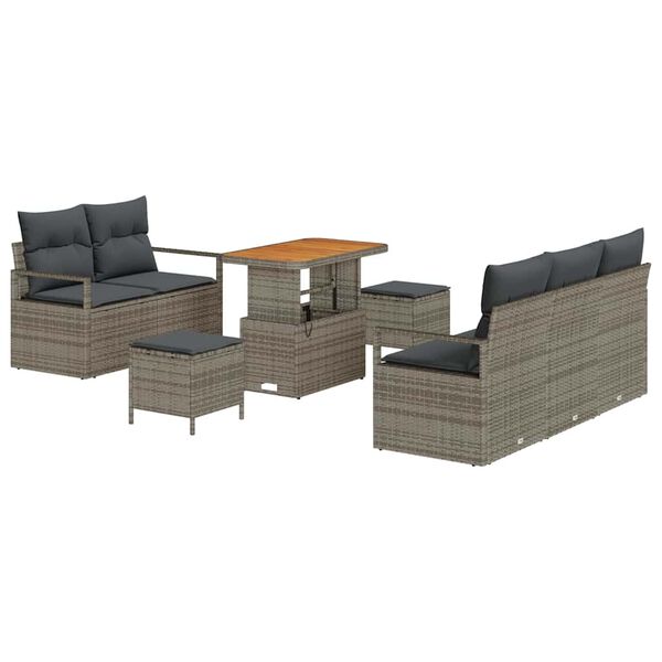 vidaXL Tuin Sofa Set met kussen met opslag met kussen 8 pcs Grijs